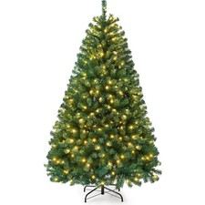 4/5/6/7FT Pre-Lit Artificial Christmas Tree 260 LED Light Branch Tips Green Xmas