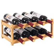 Bamboo Stackable Slimline Wine Rack, Free Standing, Horizontal Holder for Wines