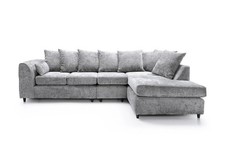 Corner 5 Seater Chenille Sofa left/Right Hand Couch light & Dark Grey Footstool