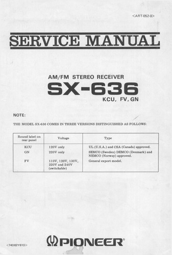 Service manual for - , pioneer