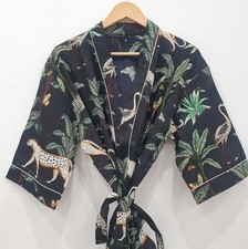 Black New Animal Print Kimono