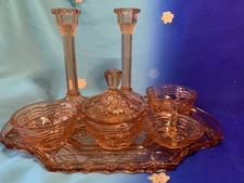 Vintage Peach Pressed Glass 7