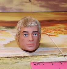 Vintage Action Man 40th Flocked Fuzzy Blonde Sideburn Hair Head *Not Mint*