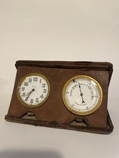 Antique Swiss 8 Day Travel Clock w Weather Barometer 15 Jewels - Winds & Ticks! 