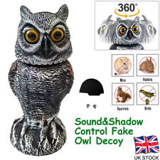 360?? Rotating Head Owl Decoy Deterrent Sound Bird Pigeon Crow Scarer Statue UK
