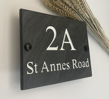 Deep Engraved Natural Slate House Name Number Sign Plaque 8"x6"