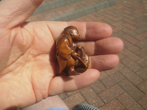 Hand carved wood netsuke - wood,