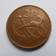 Ireland 1982 Irish Two Pence Coin Old Vintage Original 2p Stylized Bird Harp