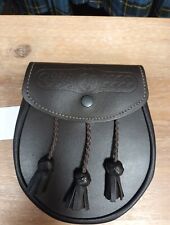 Brown Leather Day Sporran Manx Celtic Design