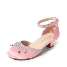 Baby Girls Dress Shoes Pumps Low Heels Rhinestones Party Wedding Princess Shoes