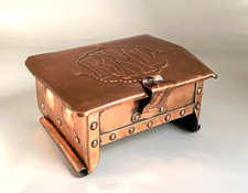 Antique c1890s Newlyn School Royal Navy League Arts & Crafts Copper Casket Box