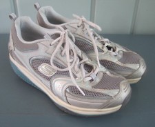 Sketchers Shape Ups Womens 8 Silver Blue Walking Toning Shoes Sneakers 12320