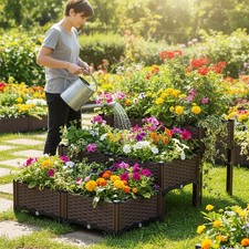 XL Rattan Effect Trough Garden