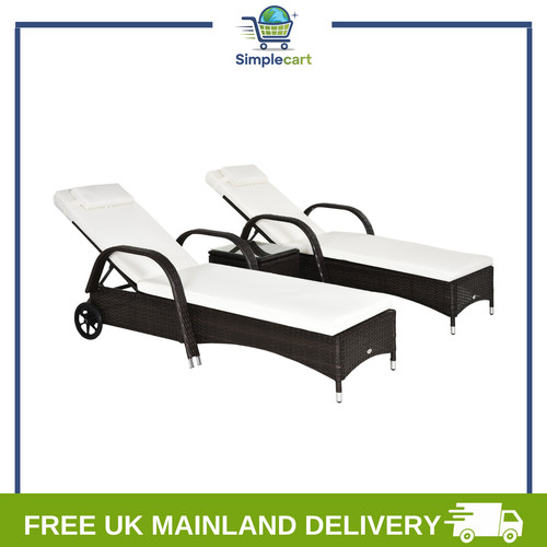3pc rattan sun lounger - rattan,