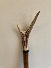 Red Deer Antler  walking Thumb Stick on a Hazel shank.