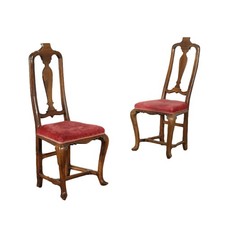 Pair of Modenese English Walnut Chairs - 18th Century Italy