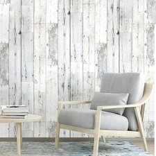 White Wood Effect Vinyl Wallpaper Peel Sticky Plastic Wall Table Cabinet Worktop