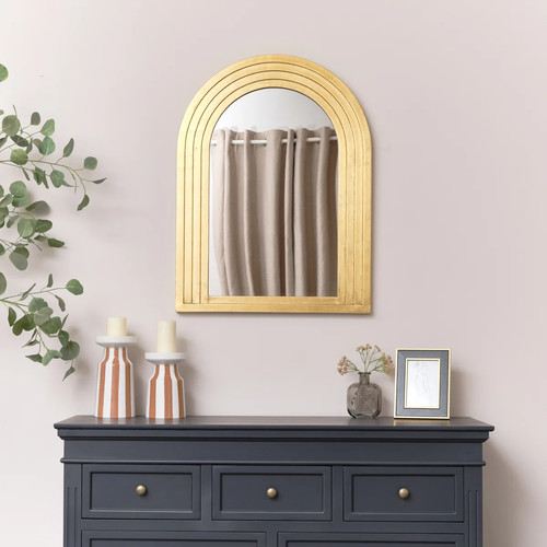 Large gold arched wall mirror - gold,