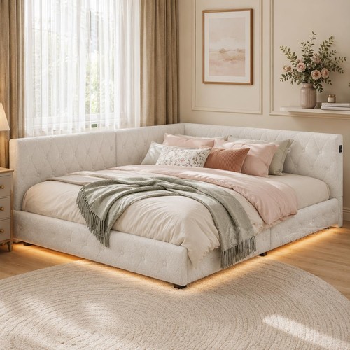 4ft6 double upholstered bed - double,