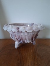 Antique  Victorian Purple Malachite Slag Glass Footed Bowl - VGC - 21 CM x 13 CM