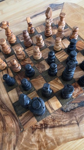 Vintage wood small chess board - vintage,