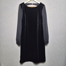 Sosander Velvet Dress Size 12 Black Sheer Long Sleeves Party Cocktail Event 
