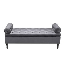 Storage Chaise Lounge Chair Upholstered End of Bed Stool Ottoman Window Seat