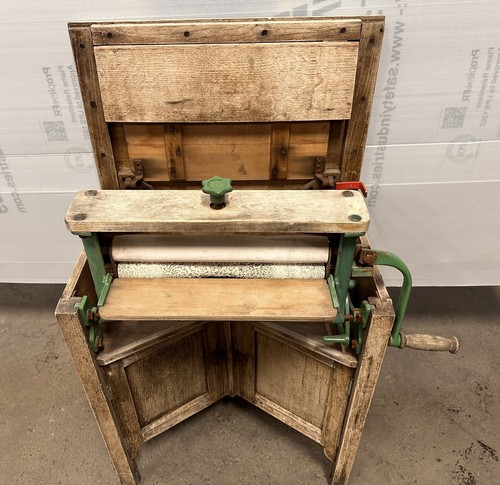 Vintage mangle oak cabinet - vintage,