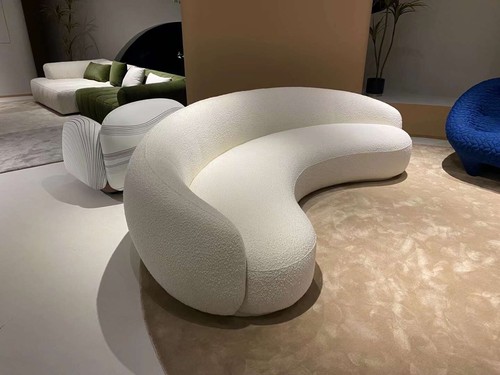 Curved cream white boucle - cream,