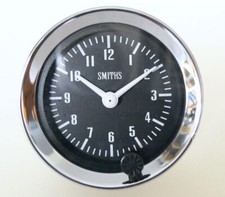 Genuine Smiths 12V Classic Car Clock with Chrome Bezel & Black Face, GAE128