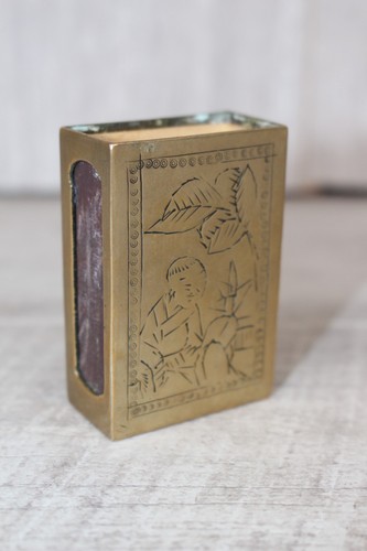 Vintage brass matchbox holder - vintage,