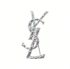 Silver YSL Pin Brooch Men's And Women's Blazer Insert Jewelry Fashion Top Notch