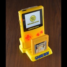 Pokemon Yellow GBC Bundle + Game+Stand - LED buttons - USBC rechargeable battery