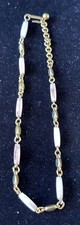 Vintage Trimaran White Enamel And Lucite Gold Tone Chain. Choker Style.