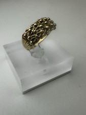 9ct .375 Yellow Gold Keeper Ring Size UK "Q 1/2 Ship Worldwide