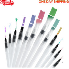 Junreox 12Pcs Watercolor Brush Pens, Premium Leakproof Water Brush Pen with 6 As