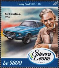HENRY FORD & 1965 Ford MUSTANG Muscle Car Automobile Stamp (2018 Sierra Leone)