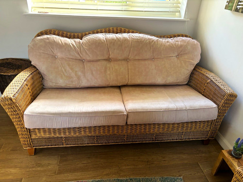 Pink rattan wicker seater - rattan/wicker,
