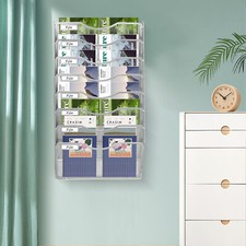 8 Tier Magazine Storage Rack, Wall Pocket File Holder, Mail Storage Organiser UK