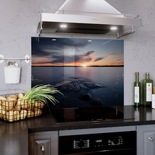 Glass Splashback Kitchen Cooker Panel ANY SIZE Sunset Beach Water Sones Photo
