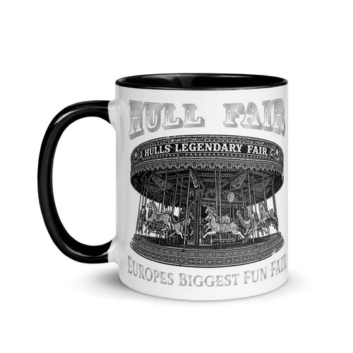 Hull fair carousel artwork - artwork, mug