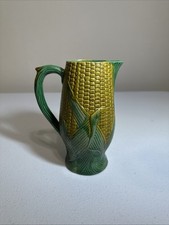 Antique Majolica 7” Corn Pitcher 