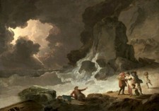 Oil painting seascape A-Storm-Behind-the-Isle-of-Wight-Julius-Caesar-Ibbetson