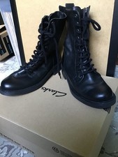 CLARKS  ladies black Leather  Boots, Orinoco 2, UK 4.5 D Lace Up Biker Grunge