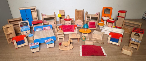 Wooden dollhouse furniture - wooden,
