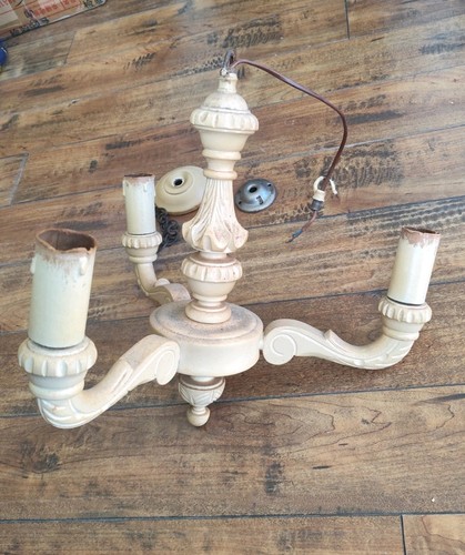 Vintage carved wood - carved, 3-arm