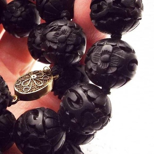 Antique whitby jet carved - antique,