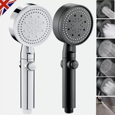 Bath Shower Head High Pressure 8 Mode Large Chrome Handset Heads Water Saving UK