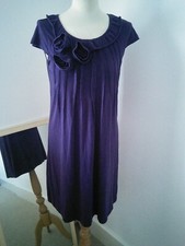 NEXT Purple Jersey Ruffle Rose Flower Tunic Dress UK 10