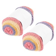 2Pcs 422 Yard Acrylic Yarn for Crocheting, Pink,Yellow,Purple